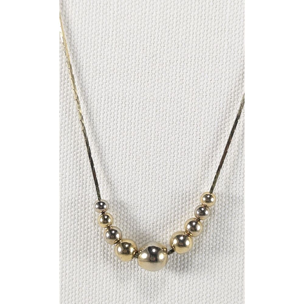 Graduated Gold Tone Bead Necklace